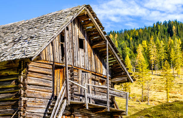 old wooden hut at the alps